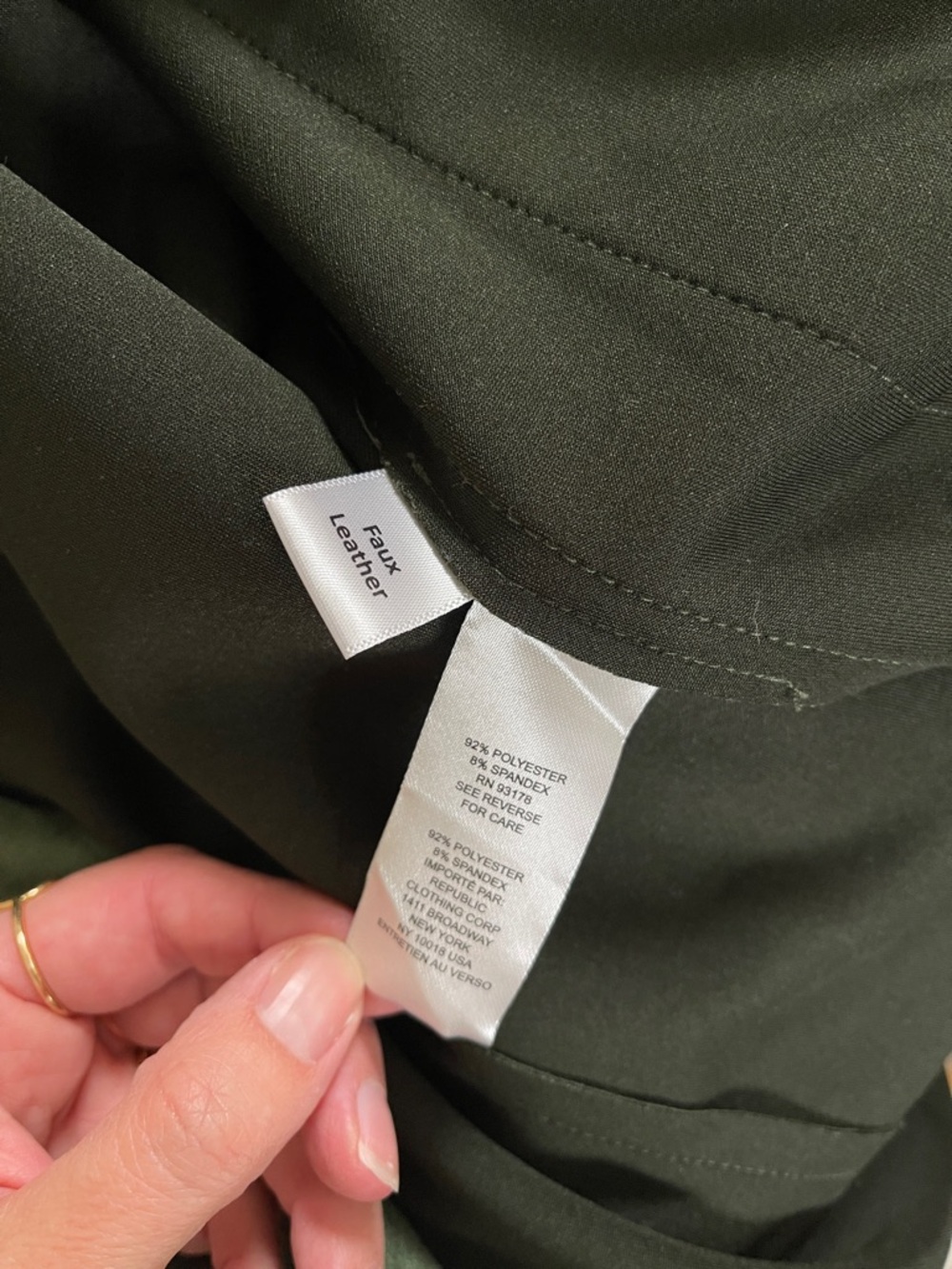 T Tahari Olive Green Belted Faux Leather Suede Trench Coat - Picture 6 of 6